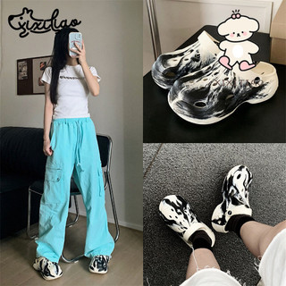 Xixitiao Phiên Bản Hàn Quốc Thời Trang Sáng Tạo Smudge Baotou Lỗ Giày Phong Cách Đường Phố Thể Thao Sinh Viên Mùa Hè Mặc Ngoài Đế Dày Giày Đi Biển Nữ