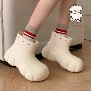 Giày Đi Mưa Xixitiao Nữ Thu Đông Phong Cách Mới Thường Ngày Ngoài Trời Mặc Ngoài Trời Chống Thấm Nước Đế Dày Thời Trang