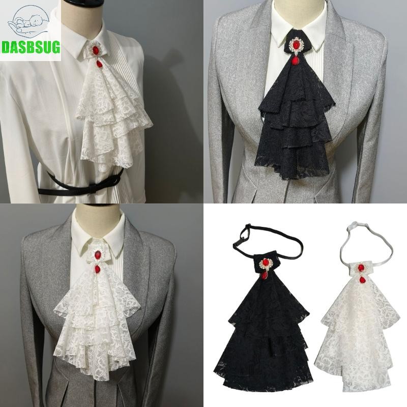 Dassbsug Vintage Gothic Victoria Kim Cương Giả Ruffle Ren Jabot Cổ Quần Áo Phụ Kiện