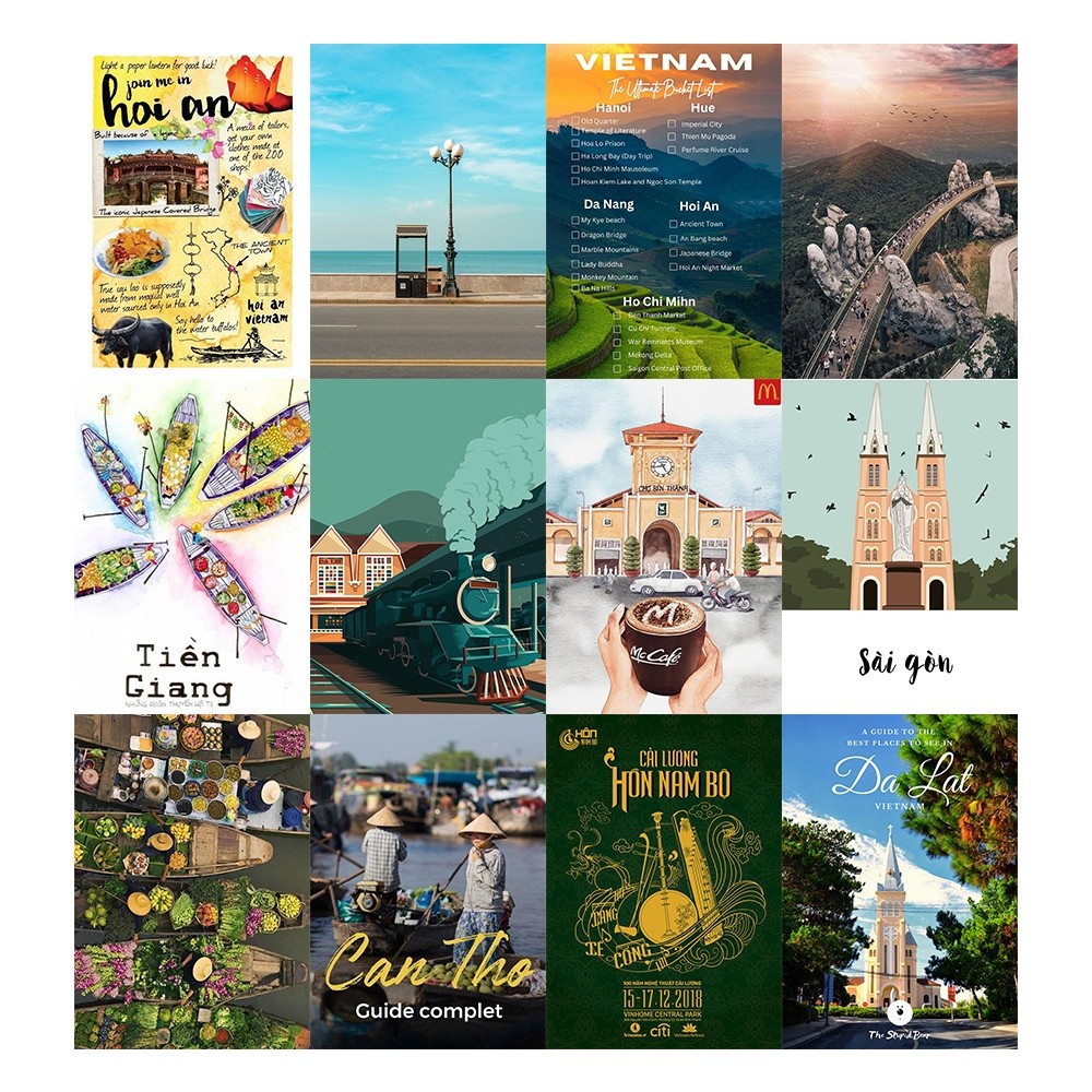 [DECAL] A4 In Màu - Set 50 Tờ Poster Giấy Dán Tường - HÌNH POSTER DU LỊCH VIỆT NAM - Decor Trang Trí Nhà | MS: 111577