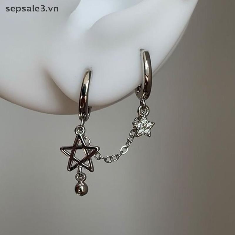 # Sepsale # 1 Chiếc Màu Bạc Sao Dây Xích Đôi Tai Xương Tai Móng Tay Y2K Thời Trang Hottie Bông Tai Nữ Trang Sức.
