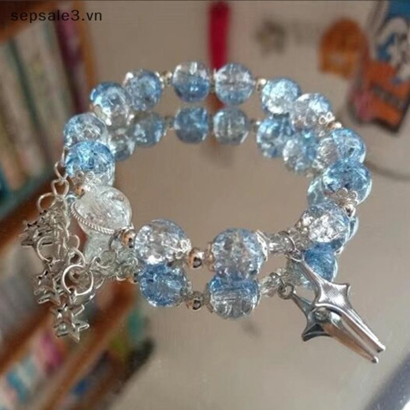 # Sepsale # Mặt dây chuyền ngôi sao Vòng tay xu hướng Vòng tay đính cườm pha lê ngọt ngào dành cho nữ Thời trang bé gái Quà tặng trang sức sang trọng nhẹ nhàng.