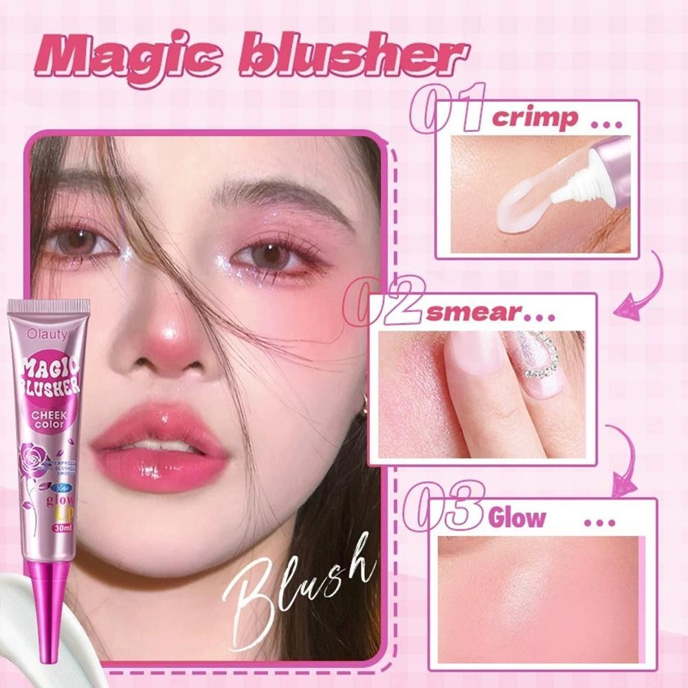 Learnever Olauty Magic Ấm Màu Sắc Thay Đổi Bột Lỏng Blusher Khói Trang Điểm Shimmer Cream Powder F7i2