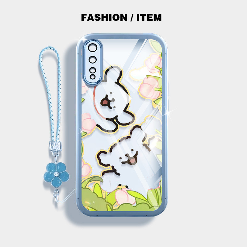 YBD Tulip Line Puppy Ốp Điện Thoại Vivo S1 IQOO NEO 1907 Dây Treo Macaron Ruy Băng Trong Suốt