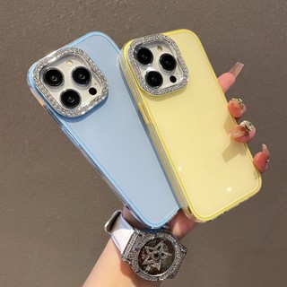 Ốp Điện Thoại Silicon 2 Trong 1 Ống Kính Kim Cương Màu Kẹo Cho iPhone 16 Pro Max 12 13 14 15 Promax Plus 11 Vỏ Điện Thoại Di Động Nữ Chống Sốc