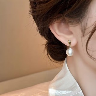 [Ưu đãi đặc biệt] Bông tai mờ chải hạt kim loại Bông tai nữ Thiết kế thích hợp 2025 Bông tai cao cấp sang trọng nhẹ mới