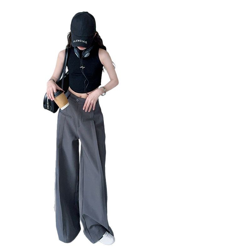Bộ đồ thời trang mùa hè cho bé gái 2025 Phong cách mới Trẻ em Retro Quần ống rộng + Áo thun không tay ngắn Bộ đồ hai mảnh