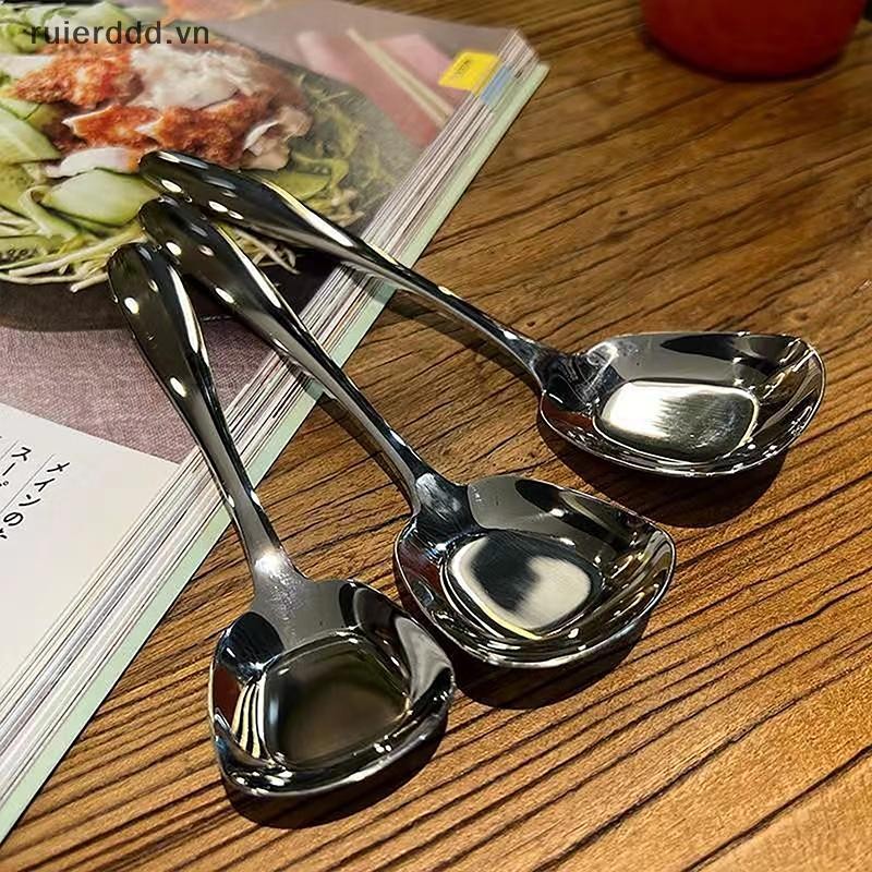 # Ruierdd # 3 Kích Thước Thép Không Gỉ Thìa Nhà Bếp Vuông Lớn Nồi Cơm Đáy Phẳng Cho Món Tráng Miệng Kem Phục Vụ Thìa Bộ Đồ Ăn.