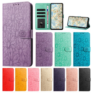 Thanh Lịch Hoa Cúc Flip Cover Ốp Lưng Điện Thoại Samsung Galaxy A06 A14 A15 A16 A26 A35 A36 A54 A55 A56 Phong Cách Sách Da PU Ví Đựng Thẻ Dây Đeo