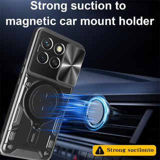 Dành Cho Honor X8C X7C X 7C HonorX7C HonorX8C 4G Đẩy Trượt Bảo Vệ Ống Kính Máy Ảnh Vỏ Cứng Từ Tính Giá Đỡ Vòng Giá Đỡ Vỏ Giáp Chống Sốc Ốp điện thoại
