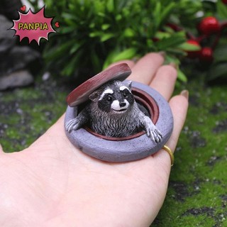 Pnpia Raccoon Trang Trí Dưới Nắp Lỗ Cửa Vườn Microlandscape Mô Phỏng Động Vật Nhựa Trang Trí Cho Sân Vườn Trong Nhà / Ngoài Trời, Bãi Cỏ, Trang Trí Để Bàn Boutique
