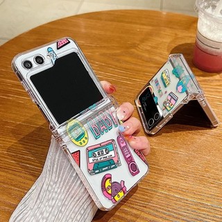 Vỏ Họa Tiết Nhãn Retro Cho Samsung Galaxy Z Flip 5 Flip 4 Flip 3 Full Bản Lề Chống Sốc Trong Suốt PC Cứng Gấp Dành Cho Samsung Z Flip5 Flip4 Flip3 Cover