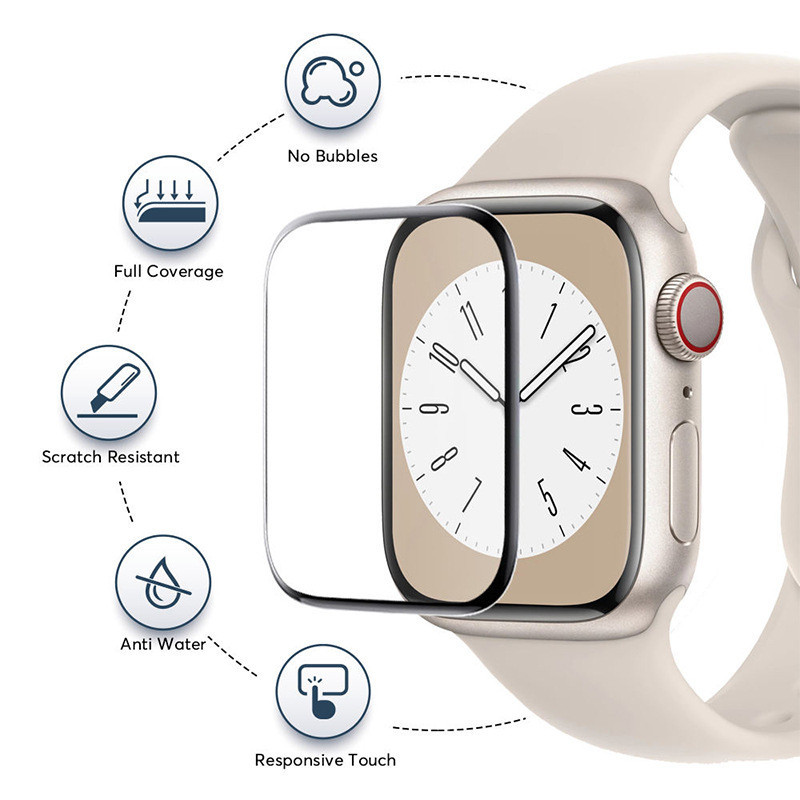 Dành Cho Apple Watch Series Ultra 1 2 3 4 5 6 7 8 9 10 SE 38mm 40mm 41mm 42mm Đen Edge Kính Cường Lực Phim Chống Ánh Sáng Xanh Chống Trầy Xước Bảo Vệ Màn Hình