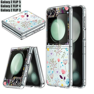 Ốp Điện Thoại Trong Suốt Họa Tiết Hoa Dễ Thương Cho Samsung Galaxy Z Flip 5 Z Flip 4 Flip 3 Trong Suốt Cứng Gấp Cho Samsung Z Flip5 Flip4 Flip3 Cover