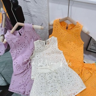 S21- Set áo phối quần ren hoa bé gái cực sang - Size 9-34Kg