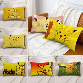 Pokemon Pikachu Vỏ Gối Hoạt Hình Dễ Thương Một Mặt In Hình Polyester Hình Chữ Nhật Vỏ Gối Phòng Ngủ Sofa Nhà Trang Trí Gối