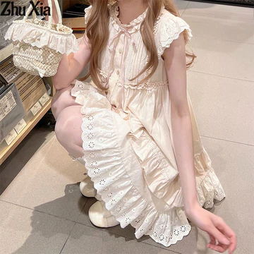 Váy nữ Zhu Xia, váy treo tay bay hot girl xinh đẹp và dễ thương, váy cổ tích, váy tutu, váy bánh phong cách công chúa