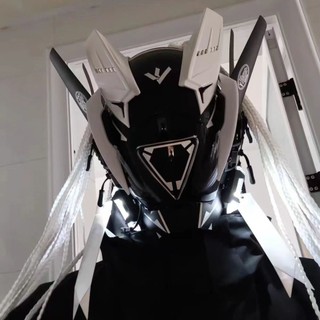 Mặt nạ Cyberpunk Mặt nạ có thể sạc lại cos Cool Mecha Unisex Đạo cụ Mũ bảo hiểm hiệp sĩ độc đáo Gundam