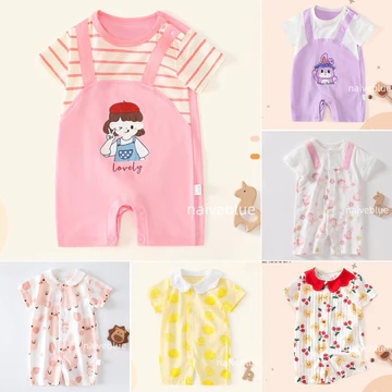 Quần áo mùa hè cho bé gái Quần áo sơ sinh Bộ áo liền quần ngắn tay Áo liền quần Cotton nguyên chất Phong cách công chúa Áo liền quần mùa hè siêu dễ thương Bộ áo liền quần bé gái Bộ áo liền quần bé gái