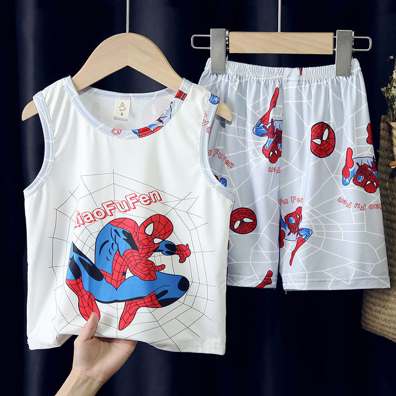 Trẻ Em Bộ Đồ Ngủ Trẻ Em Áo Quần Short Bộ Trẻ Em Điều Hòa Quần Áo Bé Gái Bé Trai Hoạt Hình Vừa Lớn Trẻ Em Mỏng Quần Áo Nhà 90-160 Kích Thước TC9C