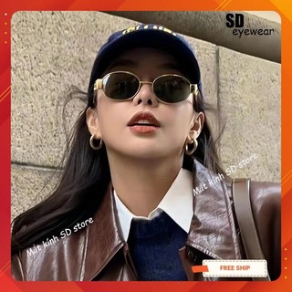 Kính thời trang nữ lisa CL mới 2024 - gọng kim loại sang chảnh mắt oval cổ điển chống Uv400 check in du lịch tặng hộp