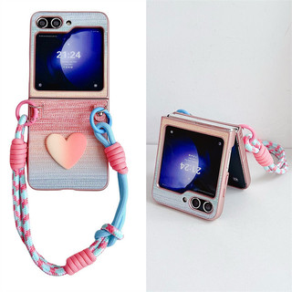 Ốp Điện Thoại Gradient Nhiều Màu Sắc Cho Samsung Galaxy Z Flip 5 Z Flip4 ZFlip3 Vòng Tay Tình Yêu Bảo Vệ Vỏ PC Bảo Vệ Flip5 Cover
