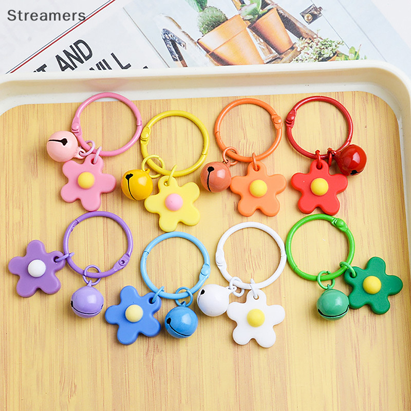 {Streamers} Móc khóa hoa đầy màu sắc với Móc khóa kim loại sáng tạo Mặt dây chuyền hoa Móc khóa Túi phụ kiện Vòng chìa khóa Mới
