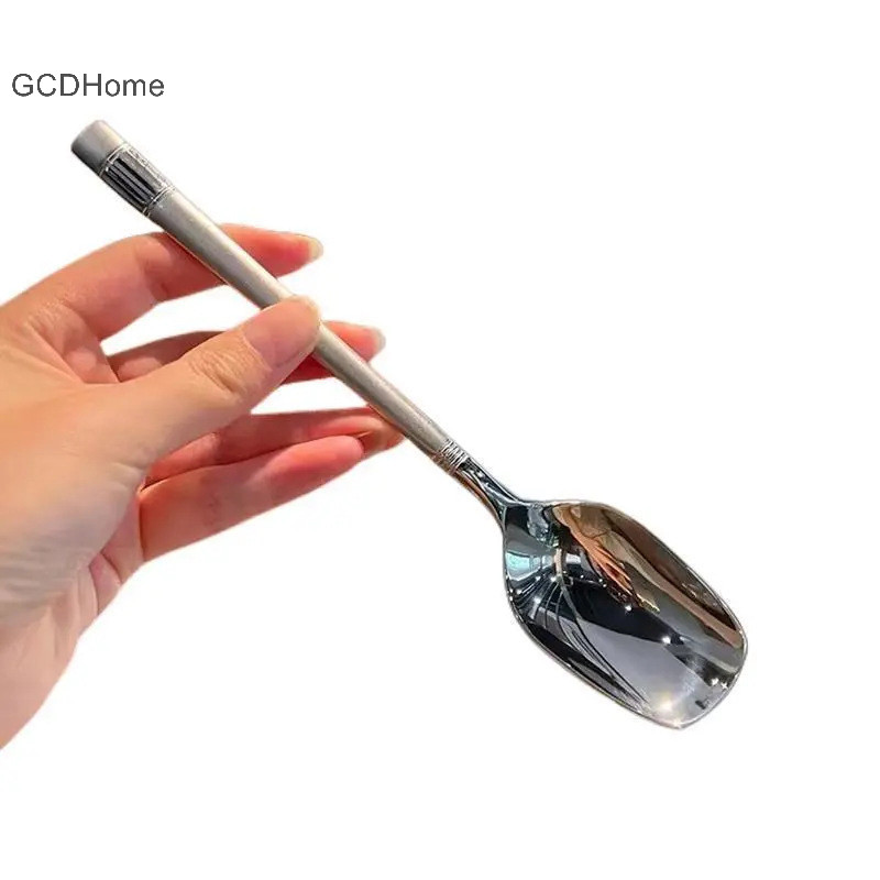Gcdhome Sáng Tạo Tay Cầm Dài Treo Tường Thìa Inox Món Tráng Miệng Trộn Kem Trà Cà Phê Thìa Khuấy Thìa Bộ Đồ Ăn Đảng HOT