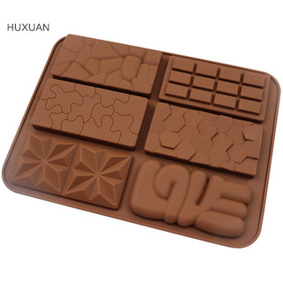 Huxuan 6 Lưới Nhỏ Vách Ngăn Hình Chữ Nhật Thanh Sôcôla Silicon Khuôn Kẹo Khay RFT