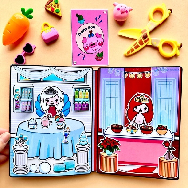 Cuốn Sách Toca Boca Băng Và Lửa sách yên tĩnh ngôi nhà búp bê đồ kuromi đồ chơi giấy cinnamoroll montessori đồ chơi 0 3