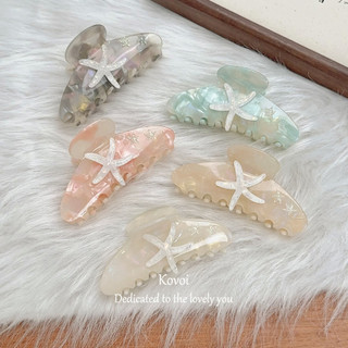 Kovoi / bạc hà Đại Dương Mùa Hè Sao Biển Một Mặt Ba Chiều Sao Biển Kim Cương Kẹp Phong Cách Mới Đầu Sau Acetate Cá Mập Kẹp
