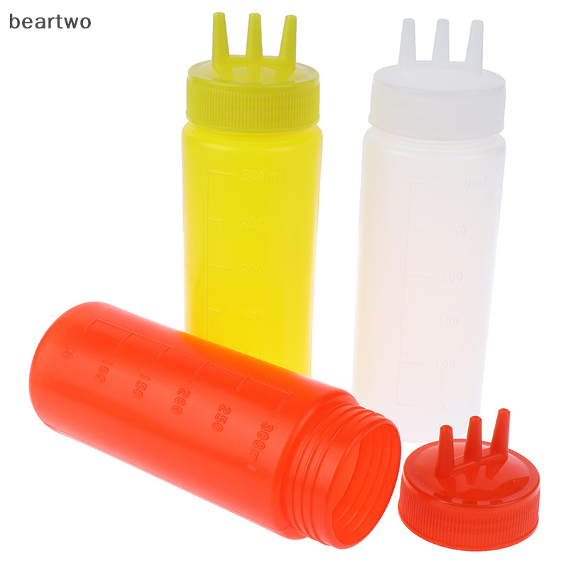< Beartwo > 3 Lỗ Bóp Chai Nước Sốt gar Dầu Sốt Cà Chua Gravy Cruet Gia Vị Hộp Đựng Đẹp