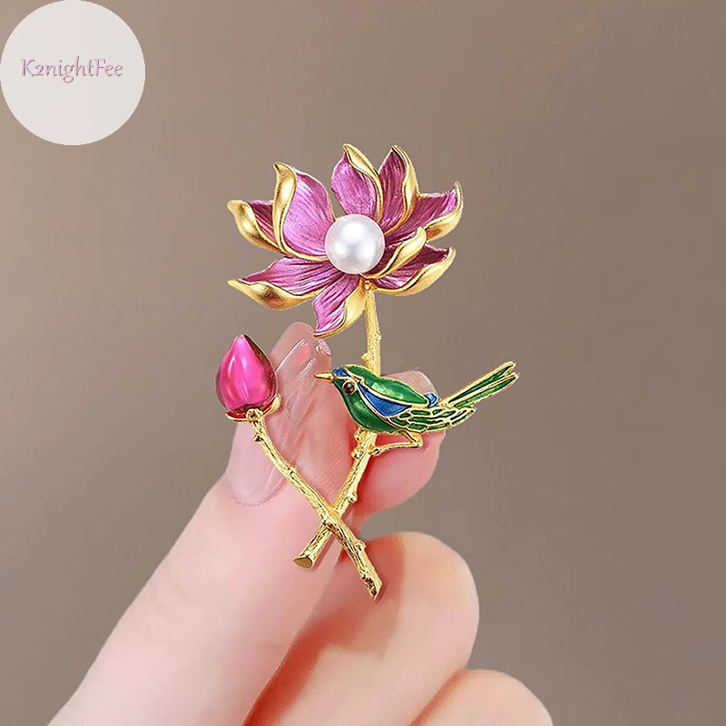 K2nightfee Tinh Tế Mới Magpie Sen Trâm Dành Cho Nữ Áo Chân Huy Hiệu Vintage Pha Lê Hoa Xòe Váy Cô Dâu Tiệc Cưới Trang Sức Quà Tặng VN