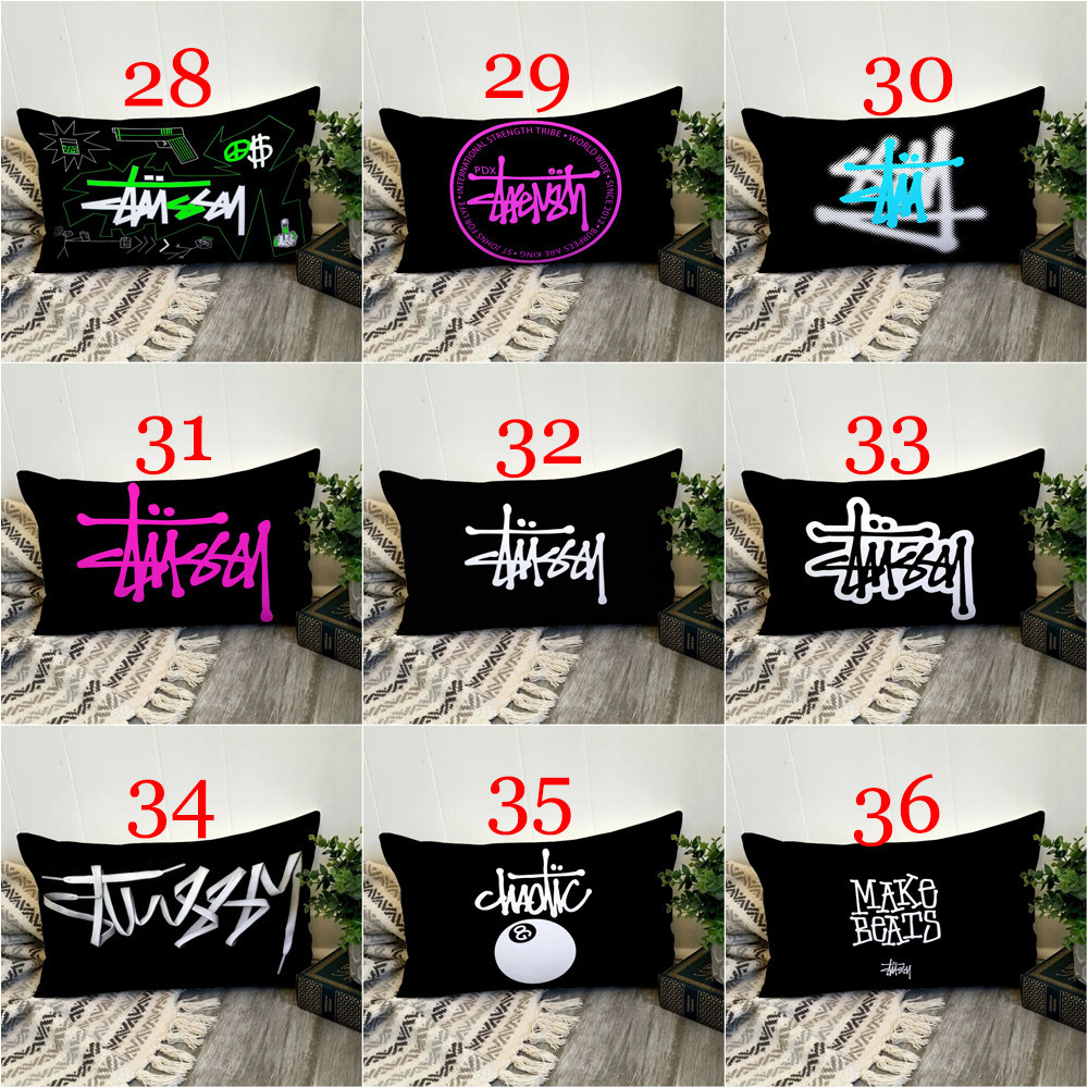 Art Stussy Logo Vỏ Gối Hình Chữ Nhật In Hình Một Mặt Đệm Polyester Trang Trí Nhà Cửa Món Quà Tốt Nhất (Không Có Lõi)
