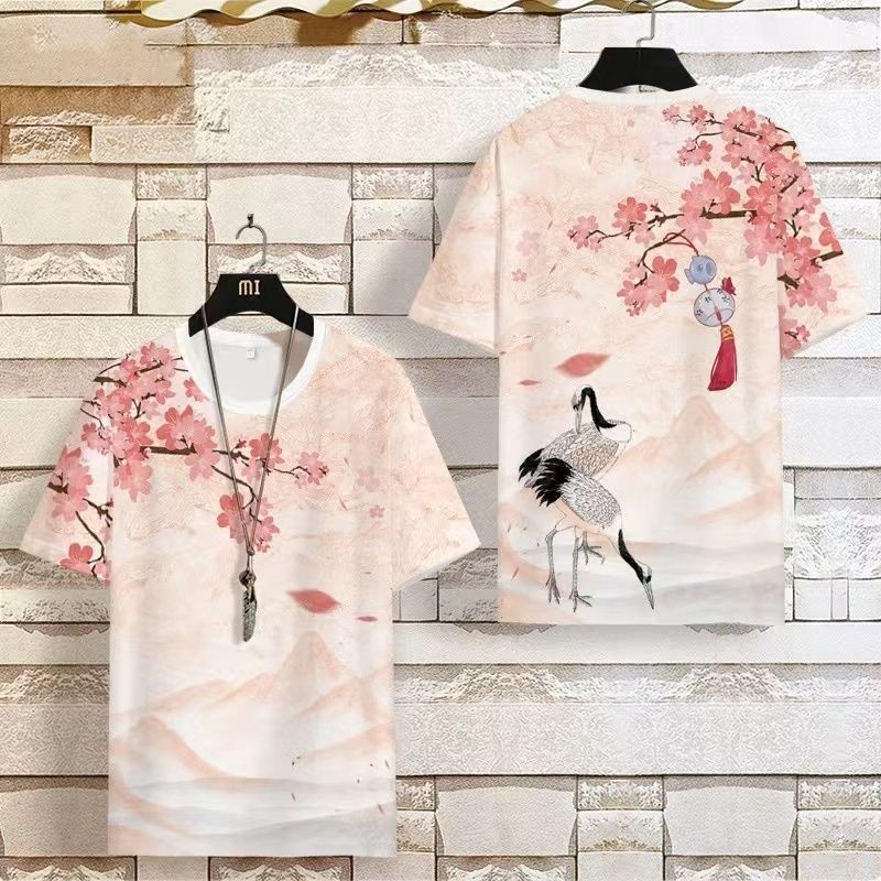 Mới Trung Quốc Áo Thun Ngắn Tay Nam In Hình Top Mùa Hè Đẹp Trai Hợp Thời Trang Rời Quần Áo Áo Thun Thường Ngày