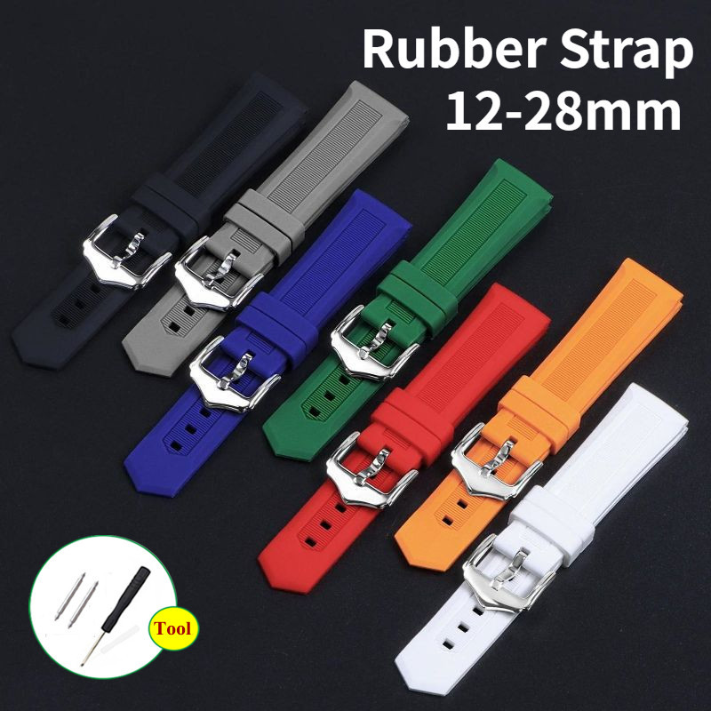 Dây cao su thay thế đồng hồ cỡ lớn 12-28mm, silicon nhựa, Seiko Diver 18/20/22/24mm, đa năng, bền, thể thao, nam nữ