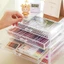 Hộp đựng bút chì DELMER, Hộp đựng bút để bàn 3 lớp trong suốt, Màn hình Acrylic dung tích lớn Hộp đựng văn phòng phẩm trong suốt Máy tính để bàn