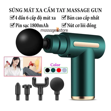 Súng Massage Cầm Tay FASCIAL GUN 4 đầu 6 cấp độ Máy Massage Mini, Máy Mát Xa Cầm Tay, Súng Mát Xa Gia Dụng Giá Rẻ số 1