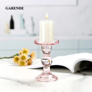 Garende giá đỡ nến, chân nến thủy tinh trụ hồng trang trí cho gia đình, đám cưới