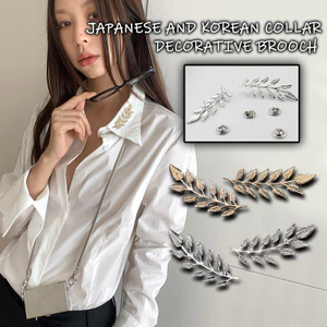 Trang sức cao cấp Hàn Quốc Trang sức sang trọng cổ điển Ba chiều Lá cây Trâm cài cổ áo Áo sơ mi tai lúa mì Nút cổ áo