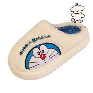 Xixitiao Thu Đông Doremon ip Đồng Thương Hiệu Ấm Baotou Dép Cotton Hoạt Hình Dễ Thương Tinkerbell Mèo Đế Mềm Confinement Giày Nữ