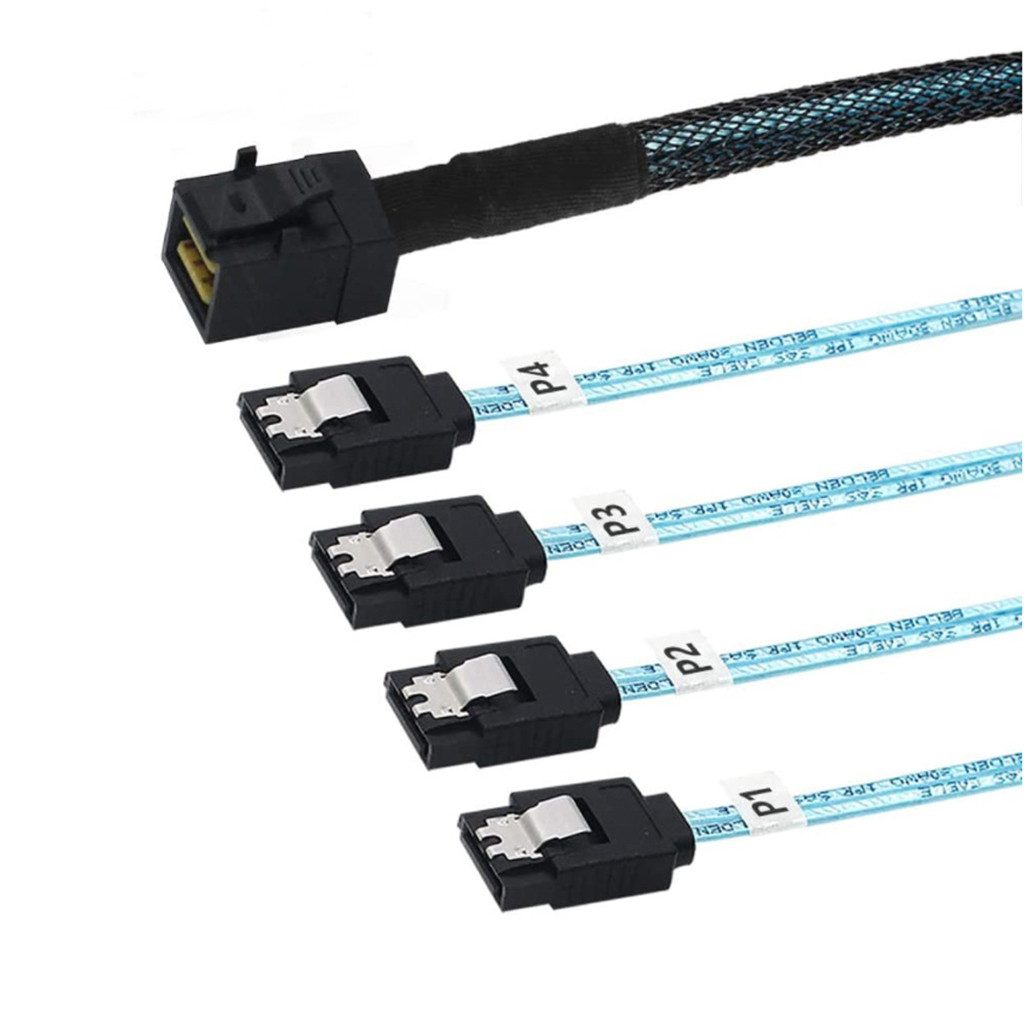 Cáp chuyển đổi JMT HD Mini SAS SFF8643 sang 4xSATA3.0 6Gbp / giây Hỗ trợ ổ cứng SATA I II III 2,5 inch / 3,5 inch
