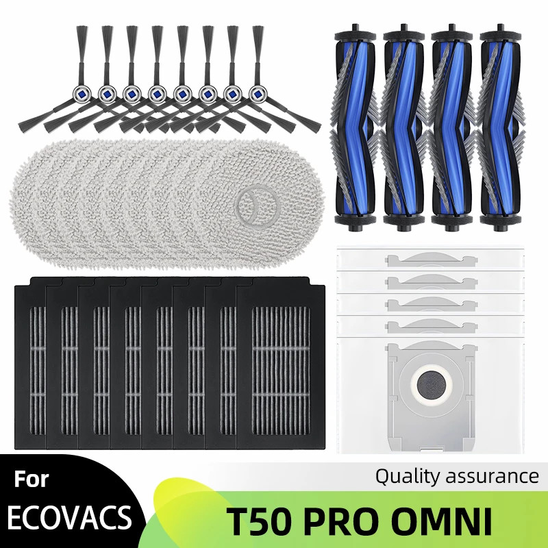 Ecovacs DEBOT T50 PRO OMNI Phụ tùng thay thế Phụ kiện Bàn chải bên chính Bộ lọc Hepa Cây lau nhà Túi đựng bụi vải