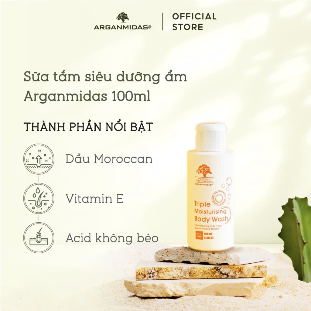 Ảnh Sữa tắm dưỡng trắng siêu dưỡng ẩm Arganmidas Thiên Nhiên Argan Oil Hữu Cơ làm sạch và sáng nuôi dưỡng da - 100ml 3