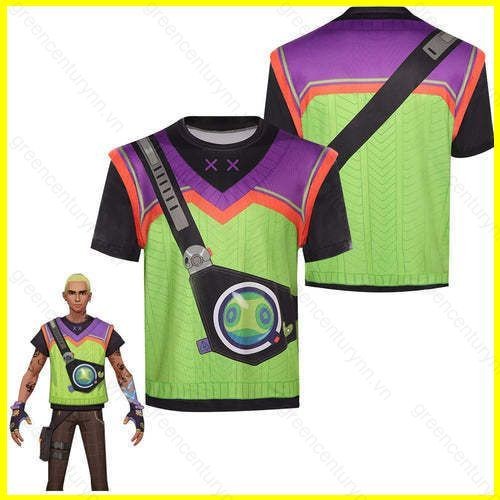 Gn VALORANT Gekko Cosplay Vải Full Graphic Áo thun mùa hè Anime Tay Ngắn Top NG
