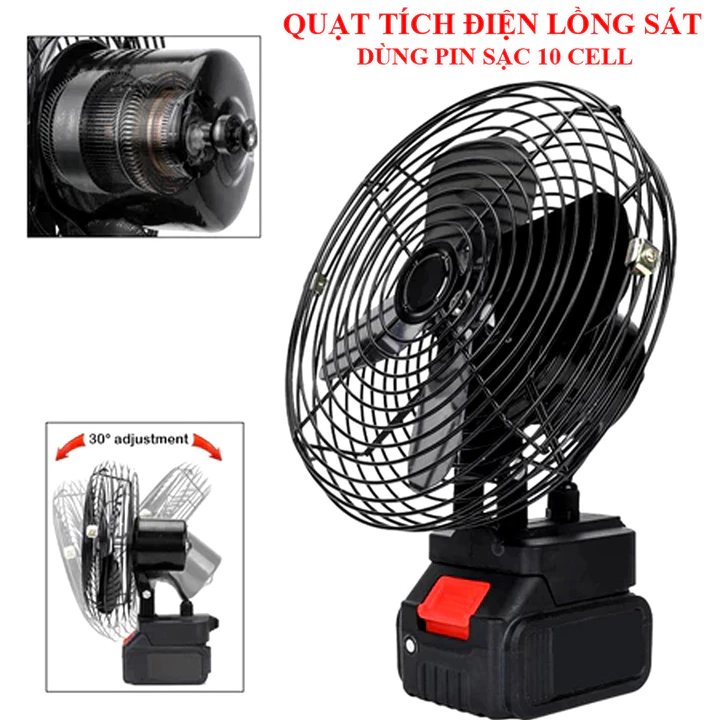 Quạt Tích Điện Pin 10 Cell, Quạt tích điện Pin trâu Để Bàn 2 Cấp Độ Gió Siêu Mát