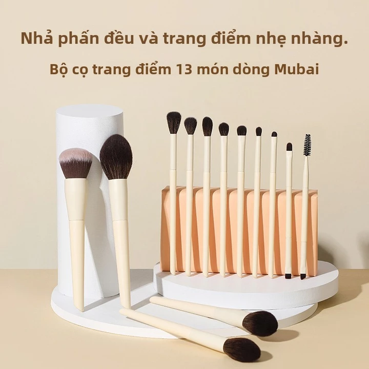 Bộ cọ trang điểm 13 món có tay cầm gỗ, Cọ phấn cọ phấn mắt phủ dạng bột,Dụng cụ làm đẹpTóc mềmbộ cọ ovw Cọ nền,Cọ má hồng,Cọ tô sáng,Cọ đánh phấn mũi cọ môi,Cọ chải lông mày
