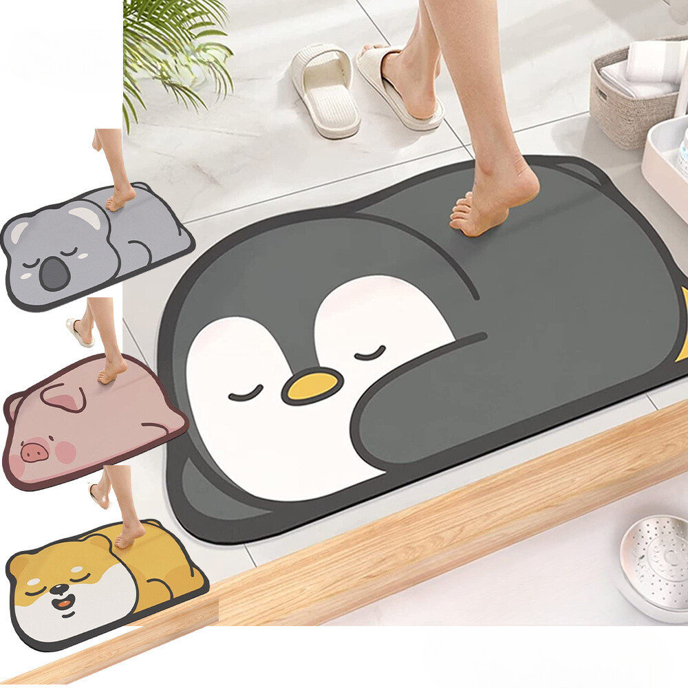 Thảm nhà tắm hút nước siêu thấm hút DINO, thảm chùi chân, trang trí hình thú cưng dễ thương