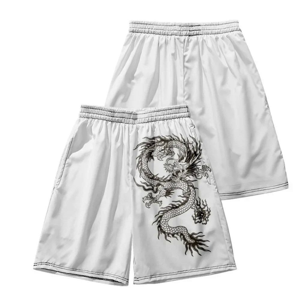 Quần short đi biển in hình rồng Trung Quốc mùa hè Quần thể thao Bermuda Quần short thể thao thời trang