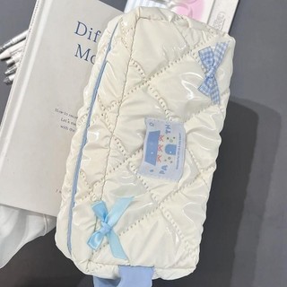 [Crush] Túi đựng bút, Túi đựng đồ dung lượng lớn nơ xanh, Văn phòng phẩm di động chất lượng cao Văn phòng học